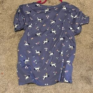 Kohl's Blue and White Cartoon Dog Print Short Sleeve Tee